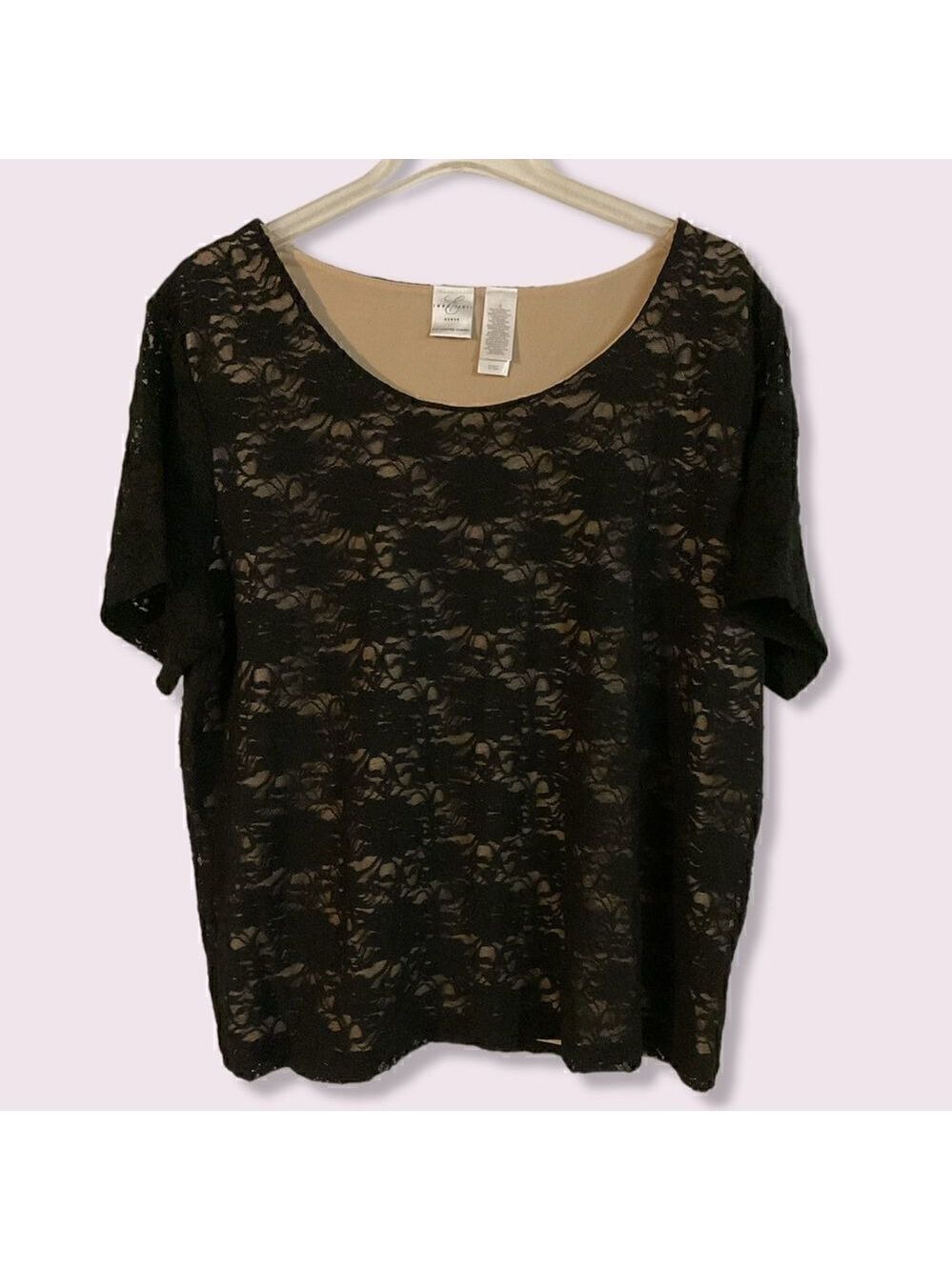 Emma James by Liz Claiborne, Lined Maternity Lace Short Sleeve Top